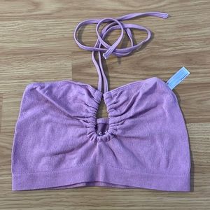 Urban Outfitters Pink Tie neck crop top